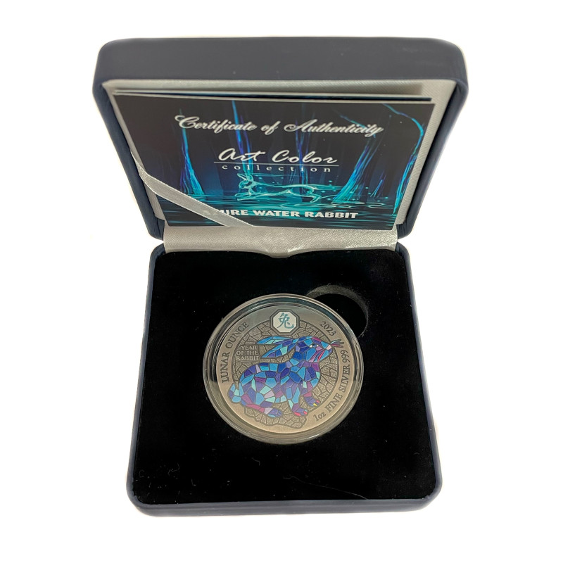 Stříbrná mince 1 Oz Azure Water Rabbit 2023 Kolorováno