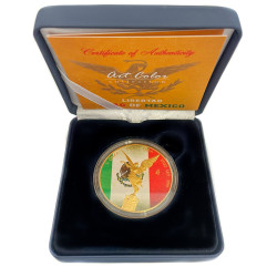 Stříbrná mince 1 Oz Libertad Flag of Mexico 2022 Zlaceno a Kolorováno