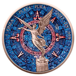 Stříbrná mince 1 Oz Libertad Aztec Calendar 2022 Kolorováno