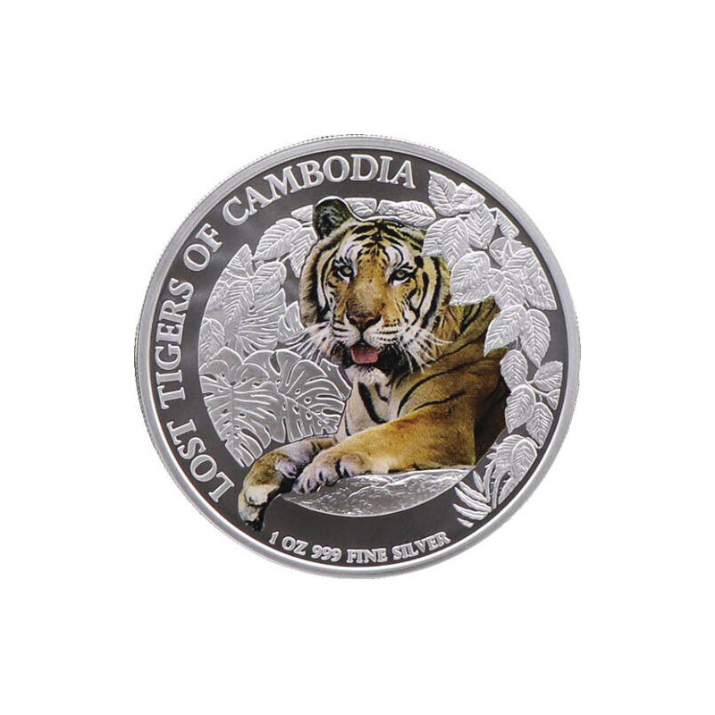 Stříbrná mince 1 Oz Lost Tigers of Cambodia 2023 Kolorováno