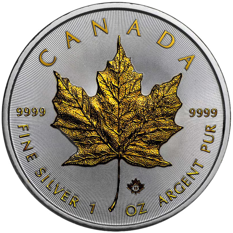 Stříbrná mince 1 Oz Maple Leaf 2022 Zlaceno