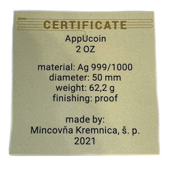 Stříbrná mince 2 Oz AppUcoin 2021