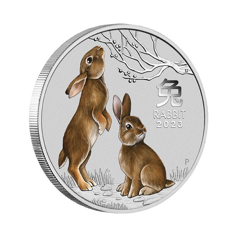 Stříbrná mince 1 Oz Lunar Series III Year of the Rabbit 2023 Kolorováno