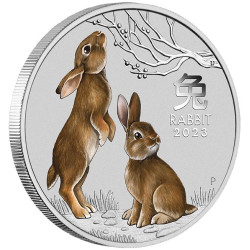 Stříbrná mince 2 Oz Lunar Series III Year of the Rabbit 2023 Kolorováno