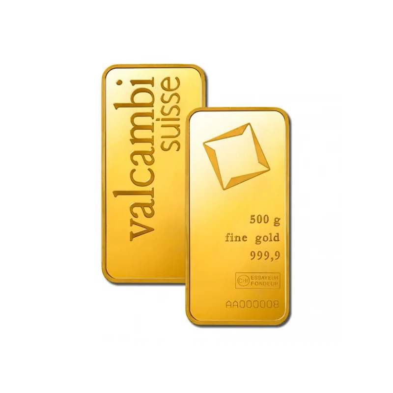 Zlatý slitek 500 g Valcambi ražený