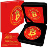 Stříbrná mince 1 Oz Red Space Bitcoin 2022 Kolorováno a Zlaceno