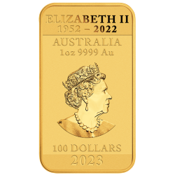 Zlatá mince ve tvaru slitku 1 Oz Dragon Rectangle 2023