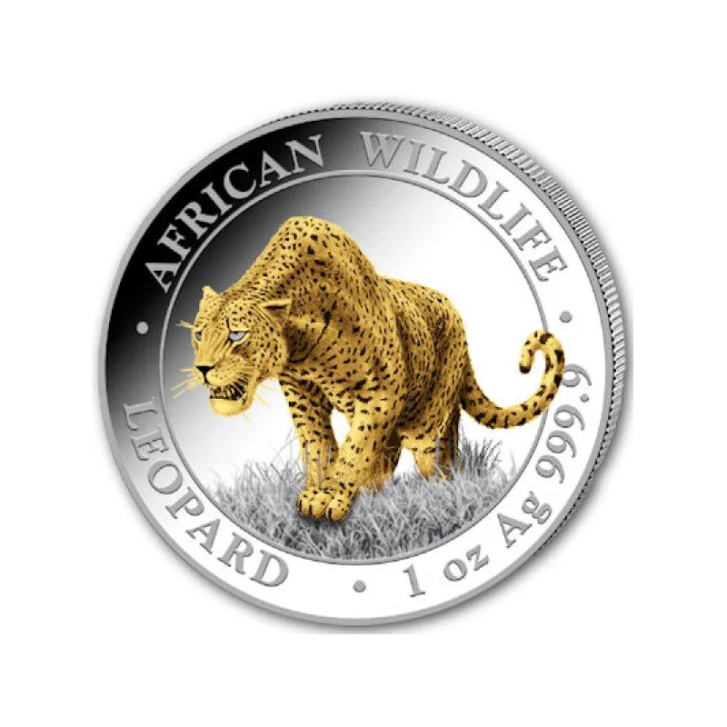 Stříbrná mince 1 Oz African Wildlife Leopard 2023 Zlaceno