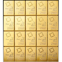 Zlatý slitek 20 x 1 g Valcambi Combibar