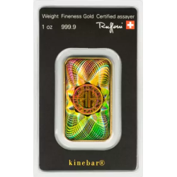 Zlatý slitek 1 Oz Argor Heraeus Kinebar poškozený obal