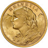 Zlatá mince 6,45 g 20 Frank Helvetia Vreneli 1935