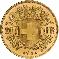 Zlatá mince 20 Frank Helvetia Vreneli různé roky (1883-1949)