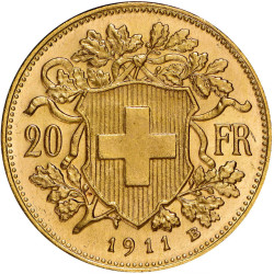 Zlatá mince 6,45 g 20 Frank Helvetia Vreneli 1935