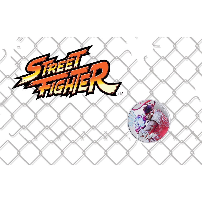 Stříbrná mince 1 Oz Street Fighter Ryu 2022 Kolorováno