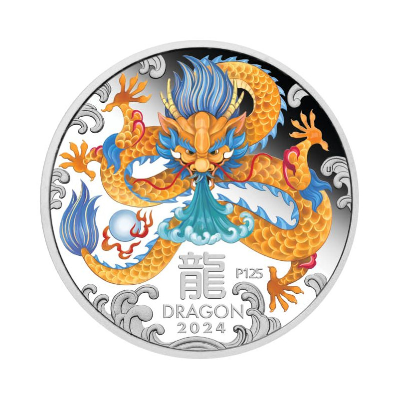 Stříbrná mince 1 Oz Lunar Series III Year of the Dragon 2024 Kolorováno