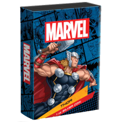 Stříbrná mince ve tvaru slitku 1 Oz Marvel Thor 2023 Kolorováno