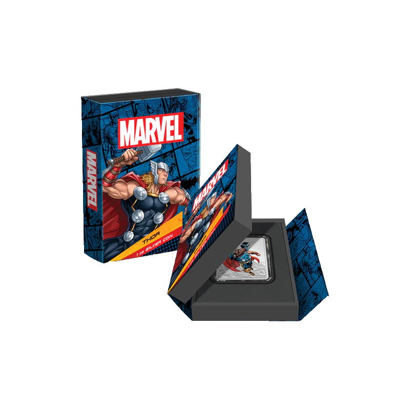 Stříbrná mince ve tvaru slitku 1 Oz Marvel Thor 2023 Kolorováno