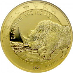 Zlatá mince 1 Oz Giants of the Ice Age Nosorožec Srstnatý 2021