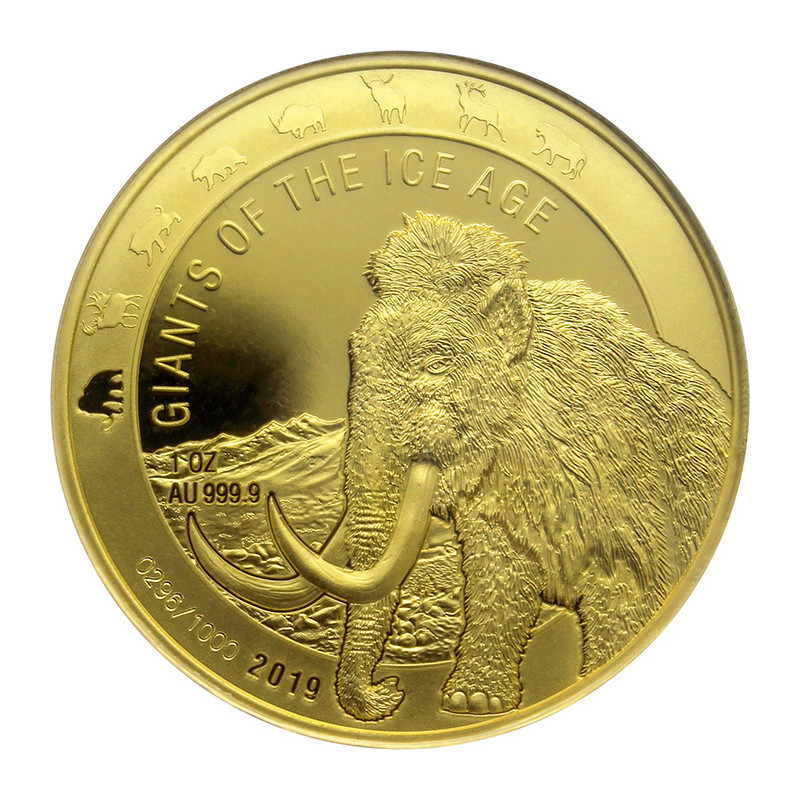 Zlatá mince 1 Oz Giants of the Ice Age Mamut Srstnatý 2019