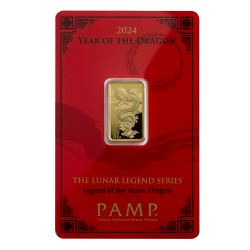 Zlatý slitek 5 g PAMP Lunar series III Year of the Dragon 2024