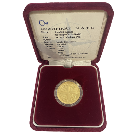 Zlatá medaile 1/4 Oz Vstup ČR do NATO 1999 Proof