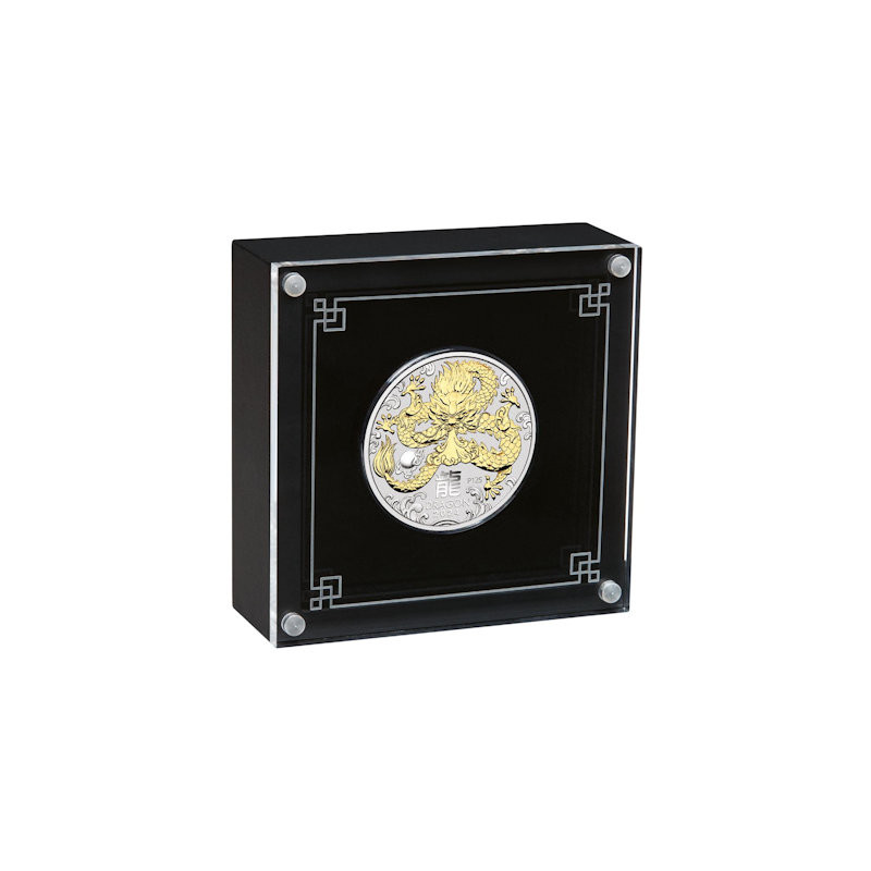 Stříbrná mince 1 Oz Lunar Series III Year of the Dragon 2024 Zlaceno