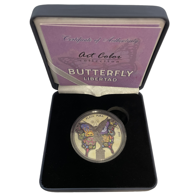Stříbrná mince 1 Oz Libertad Butterfly 2023 Kolorováno