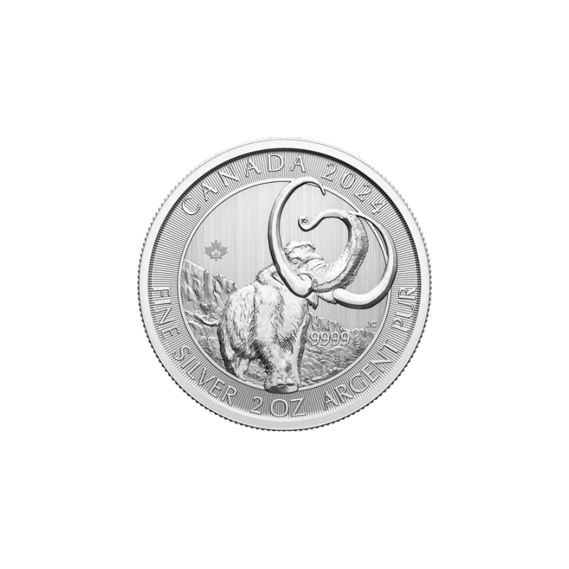 Stříbrná mince 2 Oz Ice Age Canada Mamut srstnatý 2024