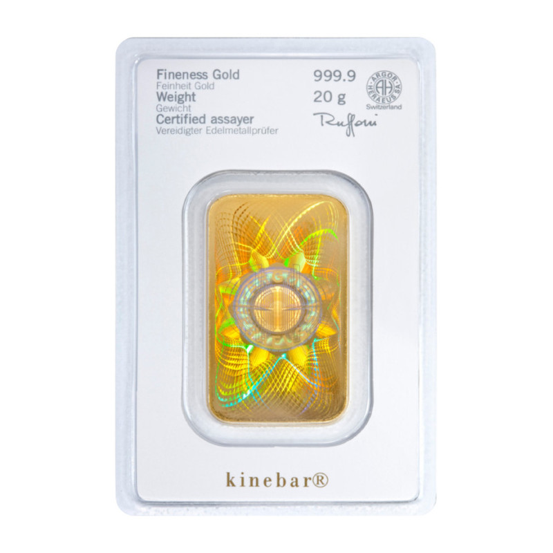 Zlatý slitek 20 g Heraeus Kinebar