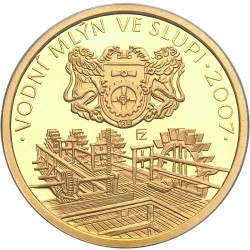Zlatá mince 2500 Kč 1/4 Oz vodní mlýn ve Slupi 2007 Proof