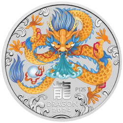 Stříbrná mince 1 Oz Lunar Series III Year of the Dragon 2024 Kolorováno