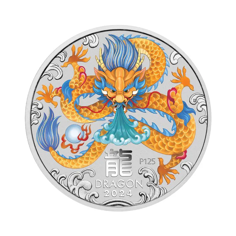 Stříbrná mince 1 Oz Lunar Series III Year of the Dragon 2024 Kolorováno