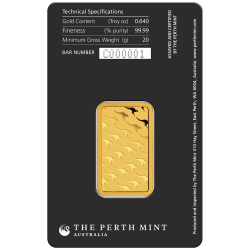 Zlatý slitek 20 g Perth Mint