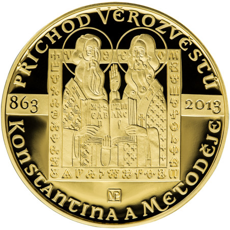Zlatá mince 1 Oz Příchod věrozvěstů Konstantina a Metoděje 2013 Proof