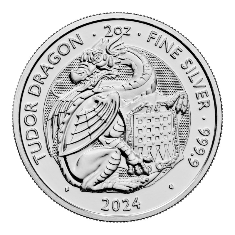 Stříbrná mince 2 Oz The Royal Tudor Beasts Tudor Dragon 2024