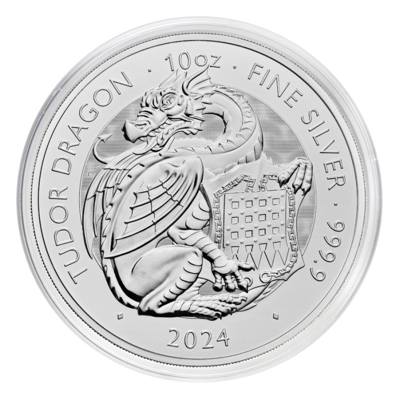 Stříbrná mince 10 Oz The Royal Tudor Beasts Tudor Dragon 2024