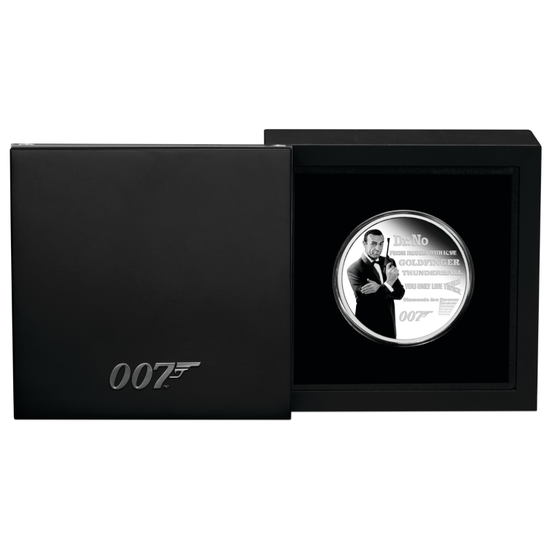 Stříbrná mince 1 Oz James Bond Sean Connery 2021 Kolorováno (První mince)