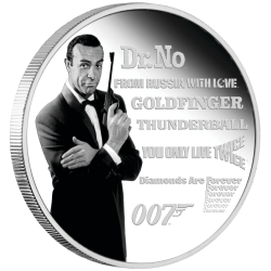 Stříbrná mince 1 Oz James Bond Sean Connery 2021 Kolorováno (První mince)