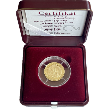 Zlatá mince 1/10 Oz Dukát hejtmana Libereckého kraje 2006 Proof