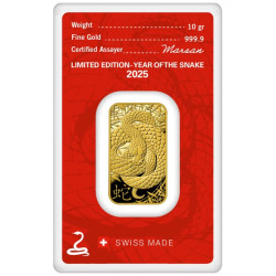 Zlatý slitek 10 g Argor Heraeus Lunar Series III Year of the Snake 2025