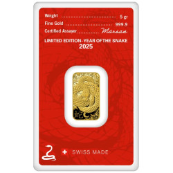 Zlatý slitek 5 g Argor Heraeus Lunar Series III Year of the Snake 2025