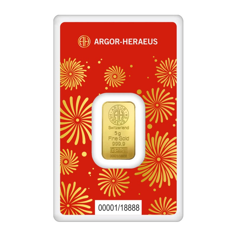 Zlatý slitek 5 g Argor Heraeus Lunar Series III Year of the Snake 2025
