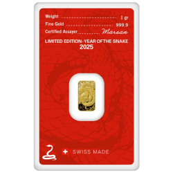 Zlatý slitek 1 g Argor Heraeus Lunar Series III Year of the Snake 2025