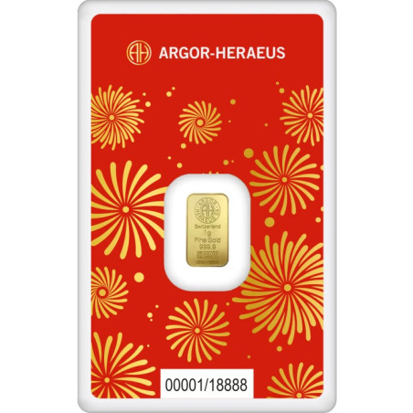 Zlatý slitek 1 g Argor Heraeus Lunar Series III Year of the Snake 2025
