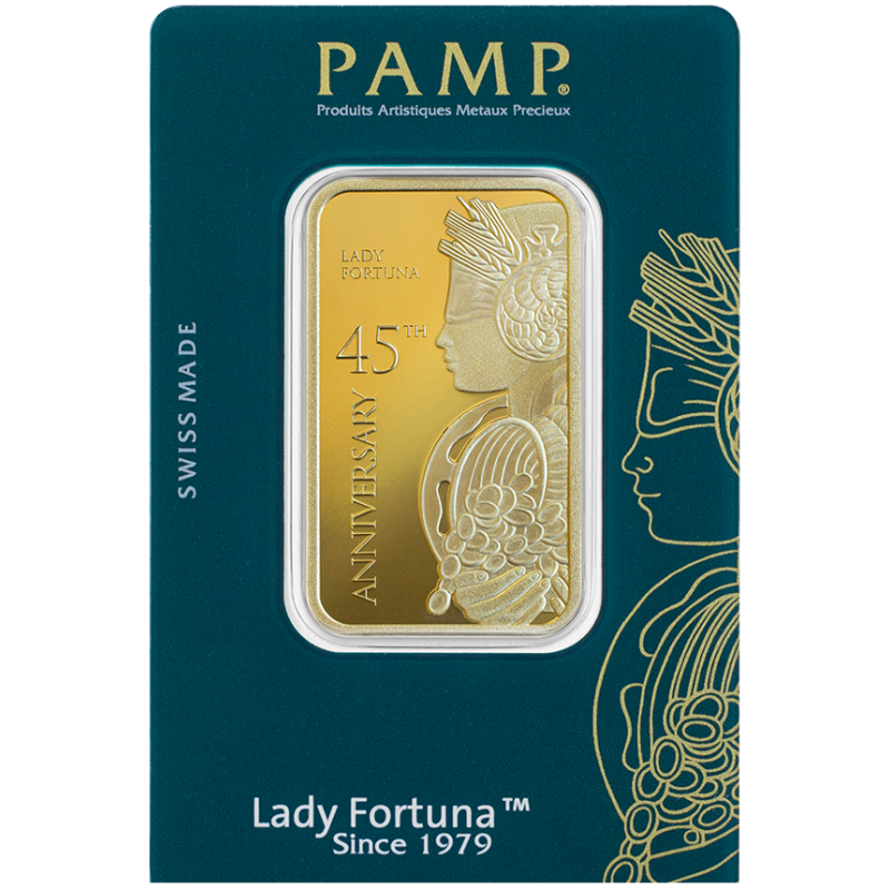 Zlatý slitek 1 Oz PAMP Lady Fortuna 45. výročí