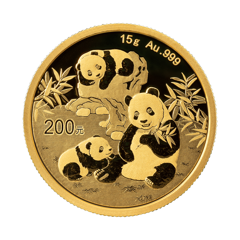 Zlatá mince 15 g China Panda 2025