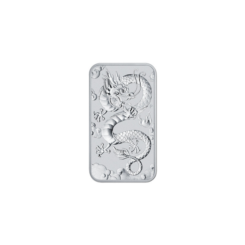 Stříbrná mince ve tvaru slitku 1 Oz Rectangular Dragon 2019