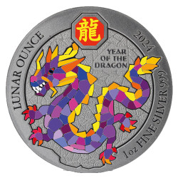 Stříbrná mince 1 Oz Art Color Collection Year of the Dragon 2024 Kolorováno