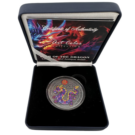 Stříbrná mince 1 Oz Art Color Collection Year of the Dragon 2024 Kolorováno