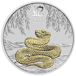 Stříbrná mince 1 Oz Lunar Series III Year of the Snake 2025 Zlaceno